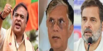 ഹിമന്ത ബിശ്വശര്‍മ്മ (ഇടത്ത്) പവന്‍ ഖേര (നടുവില്‍)