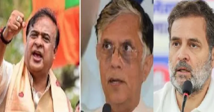 ഹിമന്ത ബിശ്വശര്‍മ്മ (ഇടത്ത്) പവന്‍ ഖേര (നടുവില്‍)