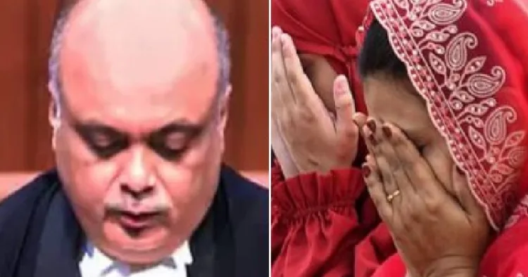 ജസ്റ്റിസ് അമാനുള്ള (ഇടത്ത്) മുസ്ലീം സ്ത്രീകള്‍ പ്രാര്‍ത്ഥനയില്‍ (വലത്ത്)