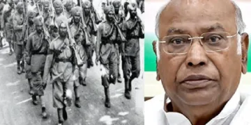 ഹൈദരാബാദിലെ നിസാമിന്‍റെ പട്ടാളക്കാരായ റസാക്കറുകള്‍. ഇവരാണ് ഖാര്‍ഗെയുടെ കുടില്‍ കത്തിച്ചത്. ഇതില്‍ ഖാര്‍ഗെയുടെ അമ്മയും സഹോദരിയും വെന്തുമരിച്ചു (ഇടത്ത്)