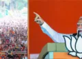 ബംഗോനില്‍ എന്‍ഡിഎ തെരഞ്ഞെടുപ്പ് പ്രചരണ റാലിയില്‍ പ്രധാനമന്ത്രി നരേന്ദ്ര മോദി ജനങ്ങളെ അഭിസംബോധന ചെയ്യുുന്നു