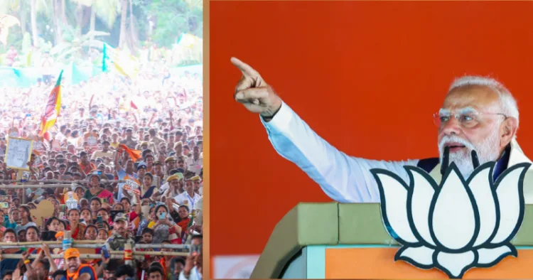 ബംഗോനില്‍ എന്‍ഡിഎ തെരഞ്ഞെടുപ്പ് പ്രചരണ റാലിയില്‍ പ്രധാനമന്ത്രി നരേന്ദ്ര മോദി ജനങ്ങളെ അഭിസംബോധന ചെയ്യുുന്നു