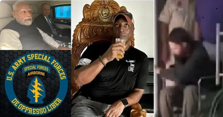 മോദിയും പുടിനും ചൈനയില് പ്രത്യേക സുരക്ഷയുള്ള കാറില് സംസാരിക്കുന്നു (ഇടത്ത്) ധാക്കയില് കൊല്ലപ്പെട്ട മോദിയെ വധിക്കാനായി എത്തിയതെന്ന് പറയപ്പെടുന്ന യുഎസ് സ്പെഷ്യല് ഫോഴ്സ് ചാരനായ ടെറന്സ് ആര്വെല്ലെ ജാക്സണ് (നടുവില്) മണിപ്പൂരിലും മിസോറാമിലും വിഘടനഗ്രൂപ്പുകള്ക്ക് മിലിറ്ററി ഗ്രേഡ് ആയുധങ്ങള് പരിശീലനം നല്കാന് എത്തിയ മാത്യു വാന് ഡ്രൈക് എന്ന സിഐഎ ചാരന് ഇന്ത്യയില് അറസ്റ്റ് ചെയ്യപ്പെട്ടശേഷം വീല് ചെയറില് (വലത്ത്)