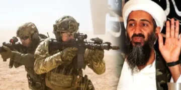 യുഎസ് സീല് ടിം 6 അംഗങ്ങള് (ഇടത്ത്) ഒസാമ ബിന് ലാദന് (വലത്ത്)