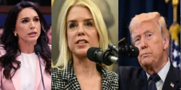 തുളസി ഗബാര്‍ഡ് (ഇടത്ത്) പാം ബോണ്ടി (നടുവില്‍)