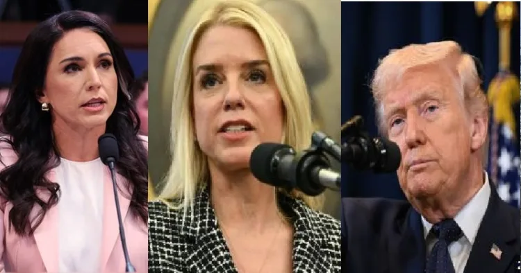 തുളസി ഗബാര്‍ഡ് (ഇടത്ത്) പാം ബോണ്ടി (നടുവില്‍)