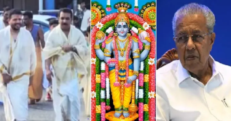 പിണറായി വിജയന്‍റെ മകന്‍ വിവേക് കിരണ്‍ ഗുരുവായൂര്‍ ക്ഷേത്രം സന്ദര്‍ശിക്കുന്നു (ഇടത്ത്)