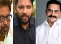 കോണ്‍ഗ്രസിന്‍റെ തെരഞ്ഞെടുപ്പ് തന്ത്രജ്ഞന്‍ സുനില്‍ കനഗോലു (ഇടത്ത്) ഷാഫി പറമ്പില്‍ (നടുവില്‍) ചിറ്റൂരിലെ ബിജെപി സ്ഥാനാര്‍ത്ഥി പ്രാണേഷ് രാജേന്ദ്രന്‍ (വലത്ത്)