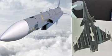 ഓപ്പറേഷന്‍ സിന്ദൂറില്‍ പാകിസ്ഥാന്‍റെ കരണം പുകച്ച മെറ്റിയോര്‍ മിസൈല്‍ (ഇടത്ത്) ഇനി ഇന്ത്യയ്ക്ക് ലഭിക്കാന്‍ പോകുന്ന നാലിന് പകരം ആറ് മെറ്റിയോര്‍ മിസൈല്‍ വരെ പിടിപ്പിക്കാവുന്ന റഫാലിന്‍റെ പുതിയ എഫ് 5 പതിപ്പ് (വലത്ത്)