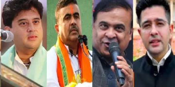 ജ്യോതിരാദിത്യ സിന്ധ്യ, സുവേന്ദു അധികാരി, ഹിമന്ത ബിശ്വ ശര്‍മ്മ, രാഘവ് ഛദ്ദ (ഇടത്ത് നിന്നും വലത്തോട്ട്)