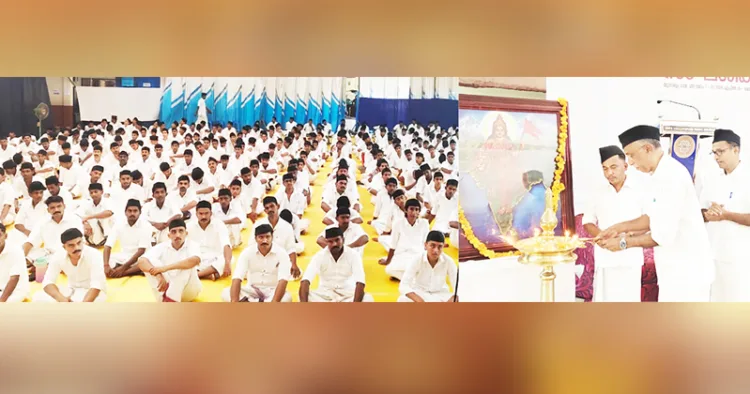 ആര്‍എസ്എസ് ഉത്തര കേരള പ്രാന്ത സംഘ ശിക്ഷാവര്‍ഗ് പെരിന്തല്‍മണ്ണ വള്ളുവനാട് വിദ്യാഭവനില്‍ ആര്‍എസ്എസ് ഉത്തര പ്രാന്ത സംഘചാലക് അഡ്വ. കെ.കെ. ബാലറാം ഉദ്ഘാടനം ചെയ്യുന്നു