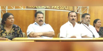 കൊല്ലം പ്രസ്‌ക്ലബ്ബില്‍ ബിജെപി സംസ്ഥാന ഉപാധ്യക്ഷന്‍ ഷോണ്‍ ജോര്‍ജ് മാധ്യമപ്രവര്‍ത്തകരോട് സംസാരിക്കുന്നു