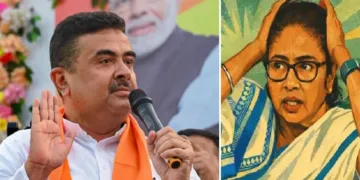 ബിജെപി നേതാവ് സുവേന്ദു അധികാരി (ഇടത്ത്) മമത ബാനര്‍ജി (വലത്ത്)