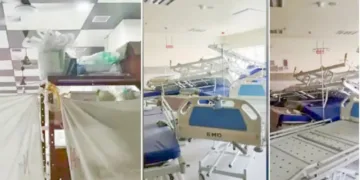 തിരുവനന്തപുരം മെഡിക്കല്‍ കോളജ് മള്‍ട്ടി സ്‌പെഷാലിറ്റി ആശുപത്രിയിലെ തുണികെട്ടി മറച്ച ഐസിയുവും തകര്‍ന്ന കിടക്കകളും