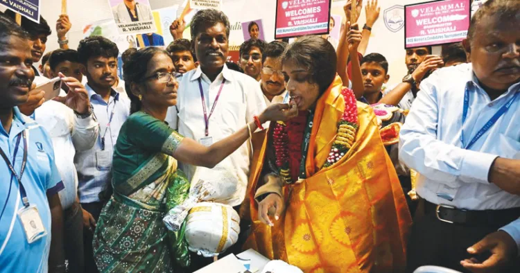 ചെന്നൈയിലെത്തിയ ആര്‍. വൈശാലിക്ക് നല്‍കിയ സ്വീകരണത്തില്‍ നിന്ന്‌