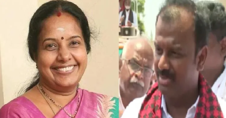 ബിജെപി സ്ഥാനാര്‍ത്ഥി വനതി ശ്രീനിവാസന്‍ (ഇടത്ത്) ഡിഎംകെ സ്ഥാനാര്‍ത്ഥി സെന്തമിഴ് സെല്‍വന്‍ (വലത്ത്)