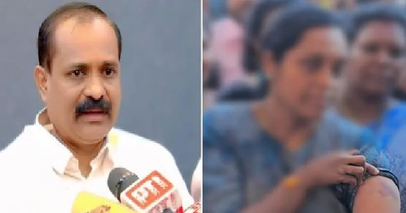 കയ്യില്‍ നീലിച്ച പാടുമായി വേദനയോടെ ബിജെപി പ്രവര്‍ത്തക, ബിജെപി മാര്‍ച്ചിനിടെ നൗഫല്‍ എന്ന പൊലീസുകാരന്‍ കയ്യില്‍ കടിച്ചതാണെന്ന് മേയര്‍ രാജേഷ്