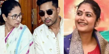 മമത ബാനര്‍ജിയും മരുമകന്‍ അഭിഷേക് ബാനര്‍ജിയും (ഇടത്ത്) തൃണമൂല്‍ എംഎല്‍എ സായോനി ഘോഷ് (വലത്ത്)