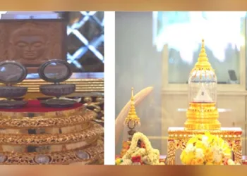 ഭാരതവും തായ്ലന്‍ഡും സംയുക്തമായി ആതിഥേയത്വം വഹിച്ച 2024-ലെ തിരുശേഷിപ്പ് പ്രദര്‍ശന വേളയില്‍, തായ്ലന്‍ഡിലെ ഉബോണ്‍ രത്ചത്താനിയില്‍ പ്രദര്‍ശിപ്പിച്ച ബുദ്ധന്റെയും മുഖ്യശിഷ്യന്മാരായ അര്‍ഹന്ത് സാരിപുത്രന്റെയും അര്‍ഹന്ത് മഹാമൊഗ്ഗല്ലാനന്റെയും പവിത്രമായ തിരുശേഷിപ്പുകള്‍.