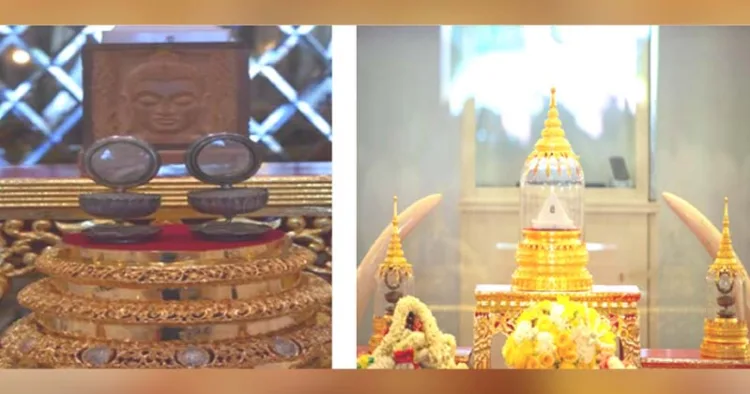 ഭാരതവും തായ്ലന്ഡും സംയുക്തമായി ആതിഥേയത്വം വഹിച്ച 2024-ലെ തിരുശേഷിപ്പ് പ്രദര്ശന വേളയില്, തായ്ലന്ഡിലെ ഉബോണ് രത്ചത്താനിയില് പ്രദര്ശിപ്പിച്ച ബുദ്ധന്റെയും മുഖ്യശിഷ്യന്മാരായ അര്ഹന്ത് സാരിപുത്രന്റെയും അര്ഹന്ത് മഹാമൊഗ്ഗല്ലാനന്റെയും പവിത്രമായ തിരുശേഷിപ്പുകള്.