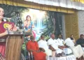 ശബരിമല അയ്യപ്പ സേവാസമാജം സംസ്ഥാന പ്രതിനിധി സമ്മേളനം പ്രൊഫ. സരിത അയ്യര് ഉദ്ഘാടനം ചെയ്ത് സംസാരിക്കുന്നു