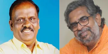 നിയമസഭയിലെ ബിജെപി കക്ഷിനേതാവ് ബിബി ഗോപകുമാര്‍ എംഎല്‍എ (ഇടത്ത്) ജന്മഭൂമി ഓണ്‍ലൈന്‍ എഡിറ്റര്‍ കാവാലം ശശികുമാര്‍ (വലത്ത്)