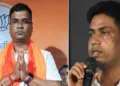 തൃണമൂല്‍ സ്ഥാനാര്‍ത്ഥി ദേബാംശു പാണ്ഡ (ഇടത്ത്) തൃണമൂല്‍ ഗുണ്ടാനേതാവ് ജഹാംഗീര്‍ ഖാന്‍ (വലത്ത്)