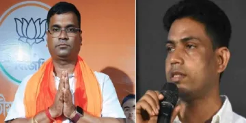 തൃണമൂല്‍ സ്ഥാനാര്‍ത്ഥി ദേബാംശു പാണ്ഡ (ഇടത്ത്) തൃണമൂല്‍ ഗുണ്ടാനേതാവ് ജഹാംഗീര്‍ ഖാന്‍ (വലത്ത്)