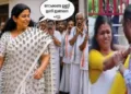 ചെറിയാന്‍ ഫിലിപ്പ് ബിന്ദു കൃഷ്ണയെ കെട്ടിപ്പിടിക്കാന്‍ ശ്രമിക്കുന്നു (വലത്ത്) മുള്ളുള്ള സാരിയുമായി കോണ്‍ഗ്രസ് വനിതാപ്രവര്‍ത്തക (ഇടത്ത്)
