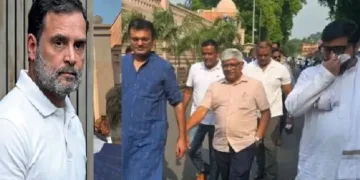 യുപിയിലെ ദളിത് നേതാവ് മായാവതിയുടെ വീടിനു മുന്‍പില്‍ നിന്നും നാണംകെട്ട് മടങ്ങുന്ന കോണ്‍ഗ്രസിന്‍റെ ദളിത് നേതാക്കള്‍. മുഖം ടവല്‍ കൊണ്ട് മറച്ചിരിക്കുന്നത് ദളിത് നേതാവും ബാരാബങ്കി എംപിയുമായി തനുജ് പൂനിയ, തൊട്ട് ഇടത്ത് നരച്ച തലമുടിയോട് കൂടിയ ആള്‍ രാജേന്ദ്ര പാല്‍ ഗൗതം ആണ്.