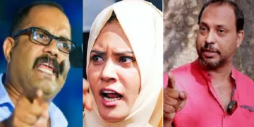കെഎം ഷാജിയും ഫാത്തിമ തെഹ്ളിയയും (ഇടത്തും നടുവിലും) ഫക്രുദ്ദീന്‍ അലി (വലത്ത്)