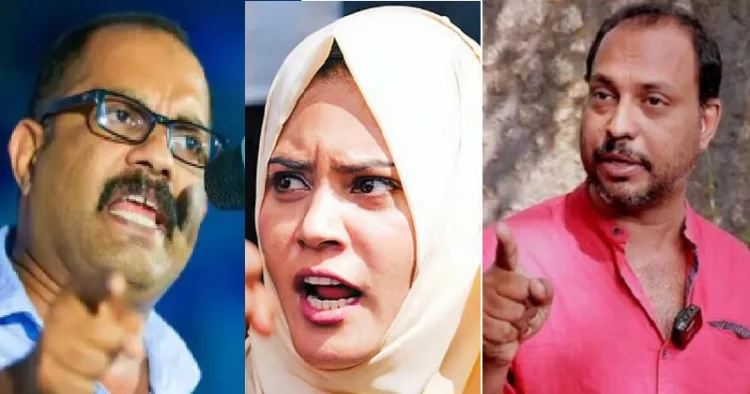 കെഎം ഷാജിയും ഫാത്തിമ തെഹ്ളിയയും (ഇടത്തും നടുവിലും) ഫക്രുദ്ദീന്‍ അലി (വലത്ത്)