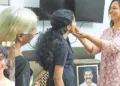 പിതൃസാന്നിധ്യം സാക്ഷി... എസ്എസ്എല്‍സി പരീക്ഷയില്‍ മികച്ച വിജയം നേടിയ ധീരബലിദാനി അഡ്വ. രണ്‍ജീത് ശ്രീനിവാസന്റെ മകള്‍ ഹൃദ്യക്ക് അമ്മ അഡ്വ. ലിഷ മധുരം നല്‍കുന്നു. മുത്തി വിനോദിനി സമീപം