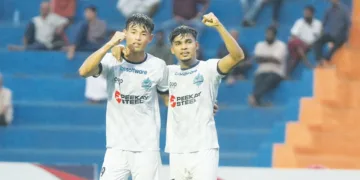 കെപിഎല്ലില്‍ കേരള പോലീസിനെതിരായ ഗോള്‍ ആഘോഷിക്കുന്ന കാലിക്കറ്റ് എഫ്സി താരങ്ങള്‍