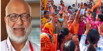 ഹിന്ദു ഭക്തരുടെ ആഹ്ളാദം (വലത്ത്)