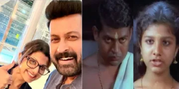 മനോജ് കെ ജയനും രംഭയും ദുബായില്‍ കണ്ടുമുട്ടിയപ്പോള്‍ (ഇടത്ത്) ഹരിഹരന്‍റെ സര്‍ഗ്ഗം എന്ന സിനിമയില്‍ കുട്ടന്‍തമ്പുരാന്‍ എന്ന കഥാപാത്രമായി മനോജ് കെ ജയനും തങ്കമണി എന്ന കഥാപാത്രത്തെ അവതരിപ്പിച്ച രംഭയും (വലത്ത്)