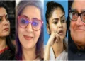 മുന്‍ സുപ്രീംകോടതി ജഡ്ജി മാര്‍ക്കണ്ഡേയ കട് ജു (വലത്ത്) തൃണമൂല്‍ എംപിമാരായ മഹുവ മൊയ്ത്ര, സാഗരികഘോഷ്, സായനി ഘോഷ് എന്നിവര്‍ (ഇടത്ത് നിന്നും വലത്തോട്ട്)