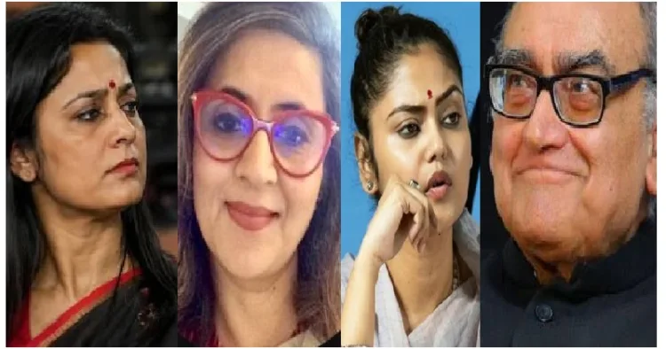 മുന്‍ സുപ്രീംകോടതി ജഡ്ജി മാര്‍ക്കണ്ഡേയ കട് ജു (വലത്ത്) തൃണമൂല്‍ എംപിമാരായ മഹുവ മൊയ്ത്ര, സാഗരികഘോഷ്, സായനി ഘോഷ് എന്നിവര്‍ (ഇടത്ത് നിന്നും വലത്തോട്ട്)