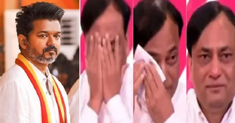 2024ല്‍ തെറ്റായ പ്രവചനം നടത്തിയതിന്‍റെ പേരില്‍ കരയുന്ന ആക്സിസ് മൈ ഇന്ത്യയുടെ സിഇഒ പ്രദീപ് ഗുപ്ത (വലത്ത്)