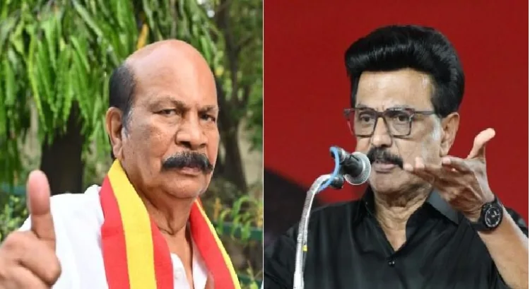 ടിവികെ സ്ഥാനാര്‍ത്ഥി വിഎസ് ബാബു (ഇടത്ത്) സ്റ്റാലിന്‍ (വലത്ത്)