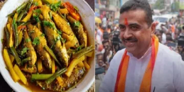 സുവേന്ദു അധികാരി (വലത്ത്) മീന്‍കറി (ഇടത്ത്)