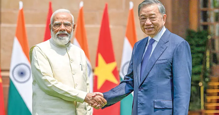 ഭാരതം സന്ദര്‍ശിക്കുന്ന വിയറ്റ്‌നാം പ്രസിഡന്റ് തോ ലാം ന്യൂദല്‍ഹിയില്‍ പ്രധാനമന്ത്രി നരേന്ദ്ര മോദിയുമായി കൂടിക്കാഴ്ച നടത്തിയപ്പോള്‍