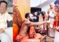 കാശി മഠാധിപതി സ്വാമി സംയമീന്ദ്രതീര്‍ത്ഥ വിശ്വനാഥ പ്രഭുവിനെ ആദരിക്കുന്നു