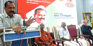 പൂര്‍ണം സെമിനാറിന്റെ സമാപനസഭയില്‍ തിരുവനന്തപുരം മേയര്‍ വി.വി. രാജേഷ് സംസാരിക്കുന്നു