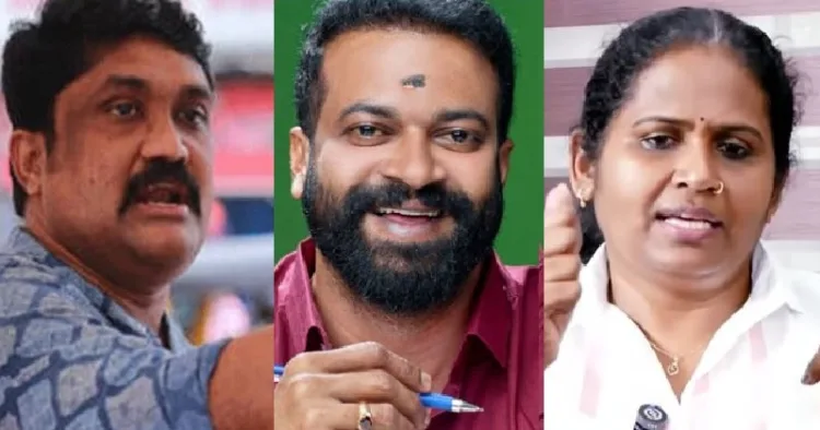 ബിജെപി കൗണ്‍സിലര്‍ സുഗതന്‍ (നടുവില്‍) എഎ റഹിമിന്‍റെ നേതൃത്വത്തില്‍ ക്രൂരമായി പീഢിപ്പിക്കപ്പെട്ട പ്രൊഫ. ടി. വിജയലക്ഷ്മി (വലത്ത്)