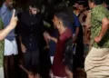 എസ് എഫ് ഐക്കാരോട് റോഡില് കുത്തിയിരുന്ന് സമരം ചെയ്യാന് കല്പിക്കുന്ന എ.എ. റഹിം (ഇടത്ത്) എസ് എഫ് ഐക്കാരെ പൊലീസ് തല്ലുമ്പോള് ഓടിരക്ഷപ്പെടുന്ന എ.എ. റഹിം. (വലത്ത്)
