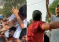 അഭിജിത് ദീപ്കെയെ സഹപ്രവര്‍ത്തകരില്‍ ചിലര്‍ തല്ലുന്നു (ഇടത്ത്) 2019ല്‍ ആം ആദ്മി രൂപീകരിക്കുന്ന കാലഘട്ടത്തില്‍ അരവിന്ദ് കെജ്രിവാളിനെ ഒരാള്‍ തല്ലുന്നു (വലത്ത്)