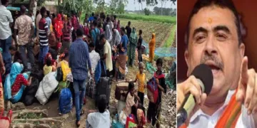 ബംഗാളില് സുവേന്ദു അധികാരി സര്ക്കാര് ഹോള്ഡിംഗ് സെന്ററുകളിലേക്ക് ഒഴുകുന്ന ബംഗ്ലാദേശികള് (ഇടത്ത്)