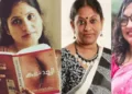 ദീപ നിശാന്ത് കല്ലാച്ചി വായിക്കുന്നു (ഇടത്ത്) മീര (നടുവില്‍) ഹരിത സാവിത്രി (വലത്ത്)