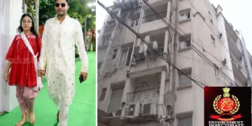 അഭിഷേക് ബാനര്‍ജിയും ഭാര്യയും(ഇടത്ത്) നാല് നിലയുള്ള അഭിഷേക് ബാനര്‍ജിയുടെ ആഡംബര വസതി (വലത്ത്)